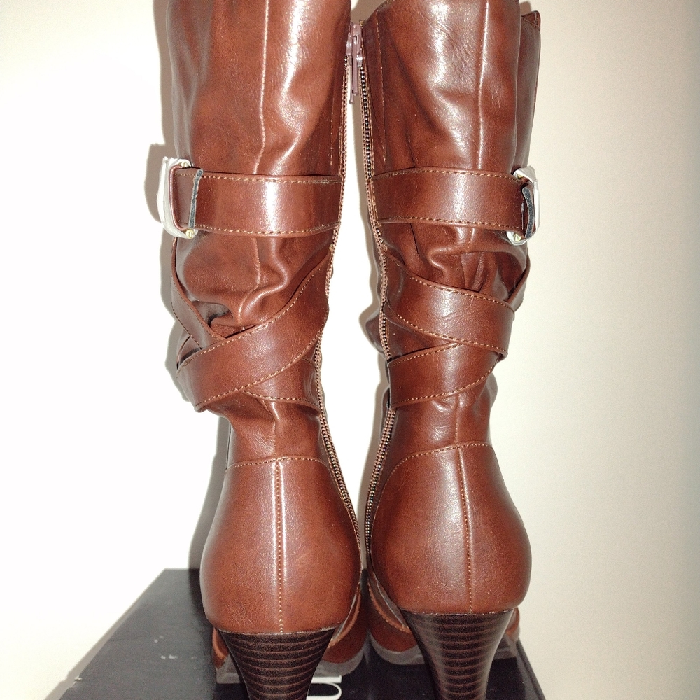 Womens Dark Brown  A.N.A A New Approach/Absolute Size 7 1/2 Wide Mid Calf Boots